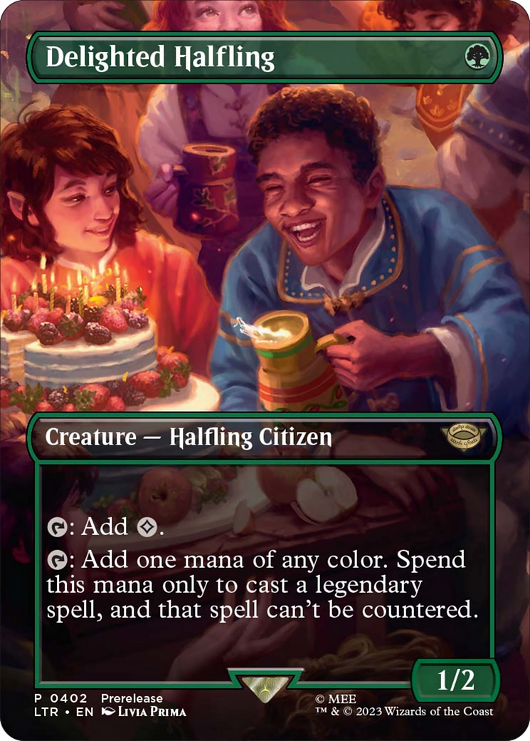 Delighted Halfling (Borderless Alternate Art) [The Lord of the Rings: Tales of Middle-Earth] - Magic: The Gathering - Card Brawlers | Quebec | Canada |