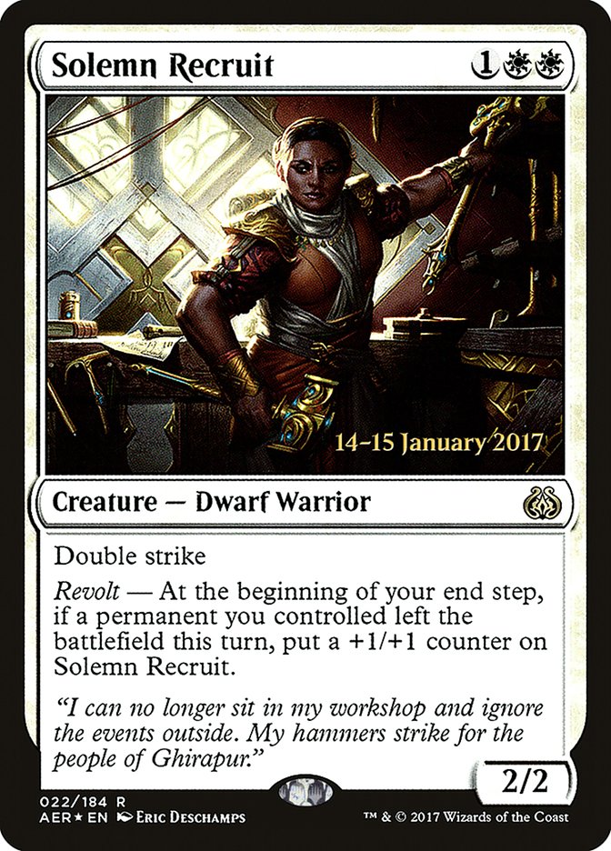 Solemn Recruit [Aether Revolt Prerelease Promos] - Magic: The Gathering - Card Brawlers | Quebec | Canada |