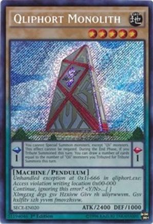 Qliphort Monolith [SECE-EN020] Secret Rare - Yu-Gi-Oh! - Card Brawlers | Quebec | Canada |