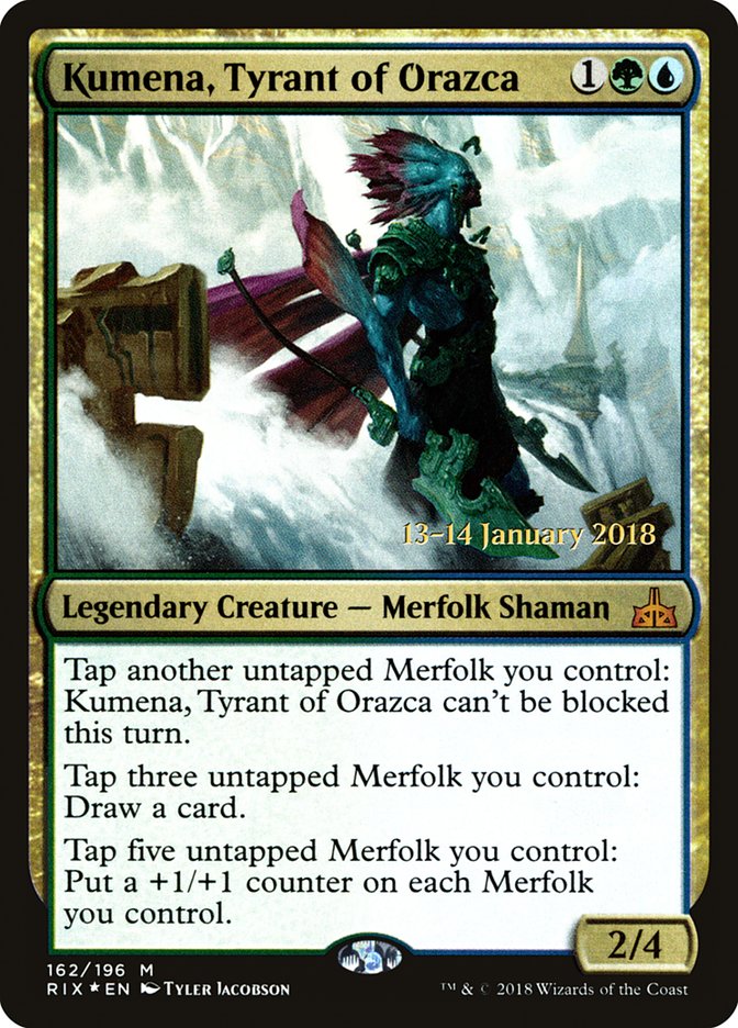 Kumena, Tyrant of Orazca [Rivals of Ixalan Prerelease Promos] - Magic: The Gathering - Card Brawlers | Quebec | Canada |