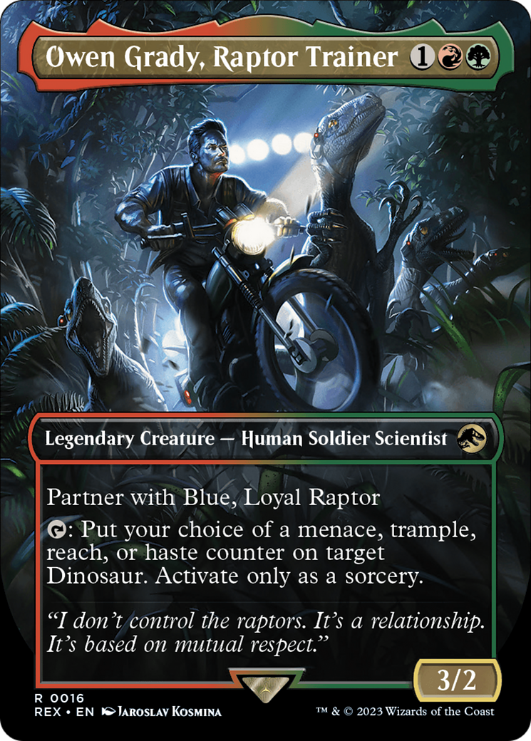 Owen Grady, Raptor Trainer (Borderless) [Jurassic World Collection] - Magic: The Gathering - Card Brawlers | Quebec | Canada |