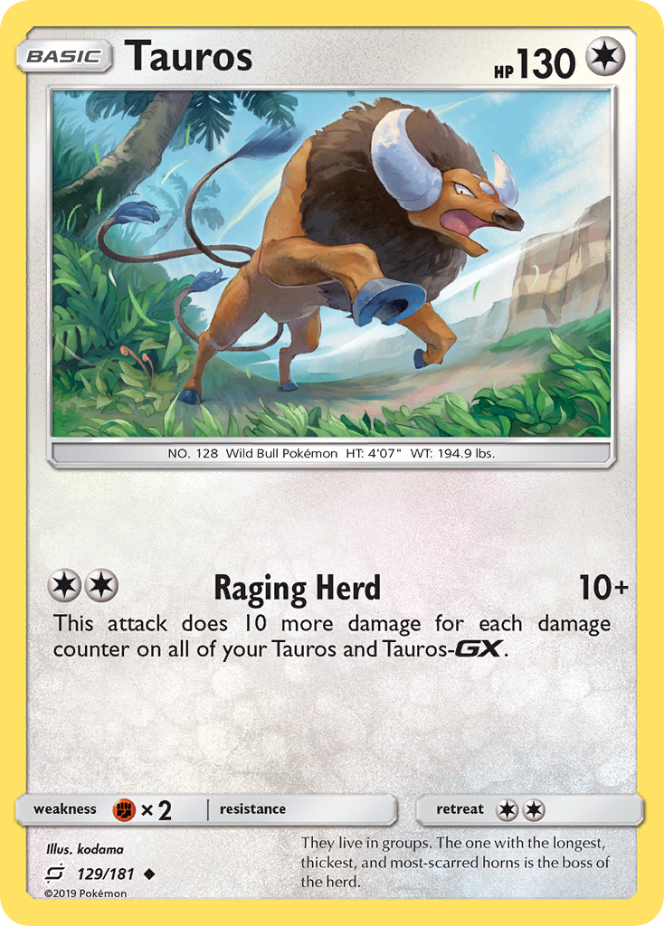 Tauros (129/181) [Sun & Moon: Team Up] - Pokémon - Card Brawlers | Quebec | Canada |