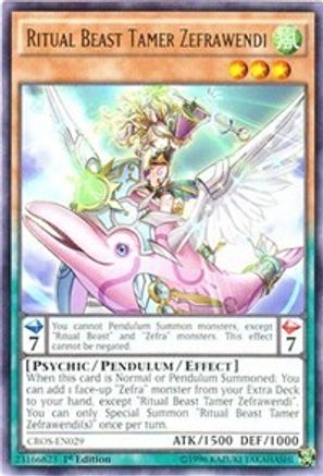 Ritual Beast Tamer Zefrawendi [CROS-EN029] Rare - Yu-Gi-Oh! - Card Brawlers | Quebec | Canada |