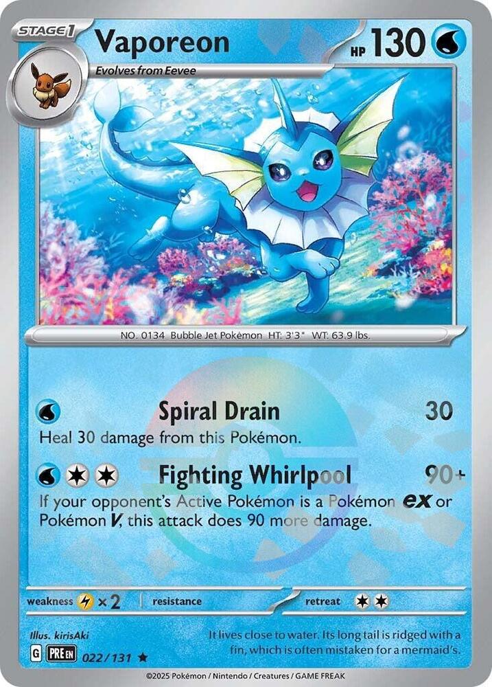 Vaporeon (022/131) (Poke Ball Pattern) [Scarlet & Violet: Prismatic Evolutions] - Pokémon - Card Brawlers | Quebec | Canada |