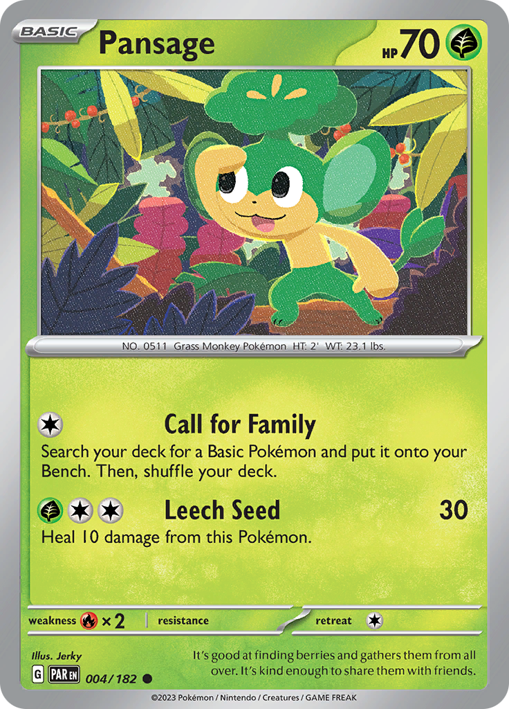 Pansage (004/182) [Scarlet & Violet: Paradox Rift] - Pokémon - Card Brawlers | Quebec | Canada |
