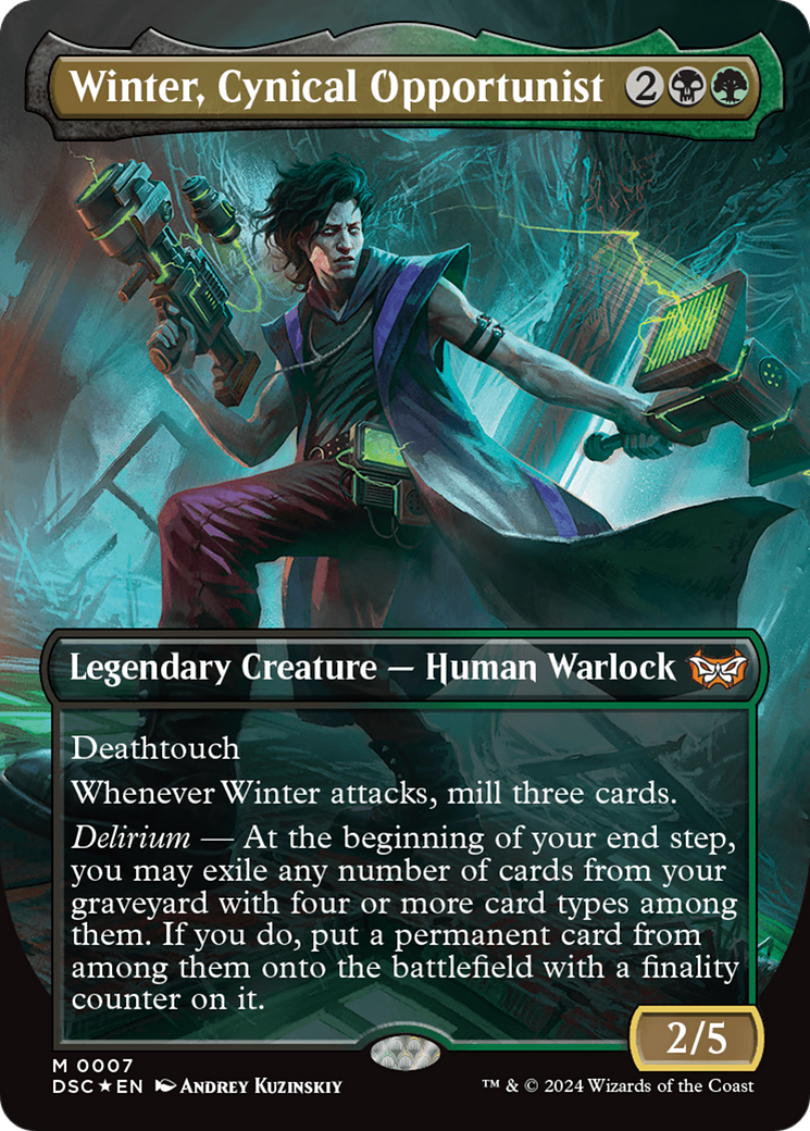 Winter, Cynical Opportunist (Borderless) [Duskmourn: House of Horror Commander] - Magic: The Gathering - Card Brawlers | Quebec | Canada |
