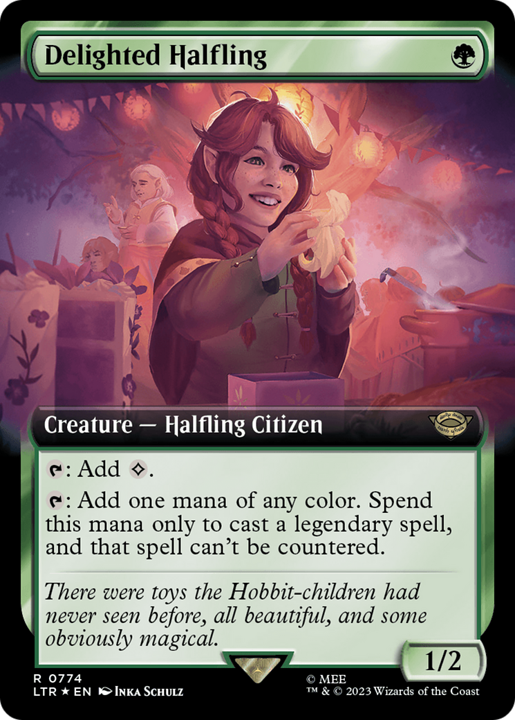 Delighted Halfling (Extended Art) (Surge Foil) [The Lord of the Rings: Tales of Middle-Earth] - Magic: The Gathering - Card Brawlers | Quebec | Canada |