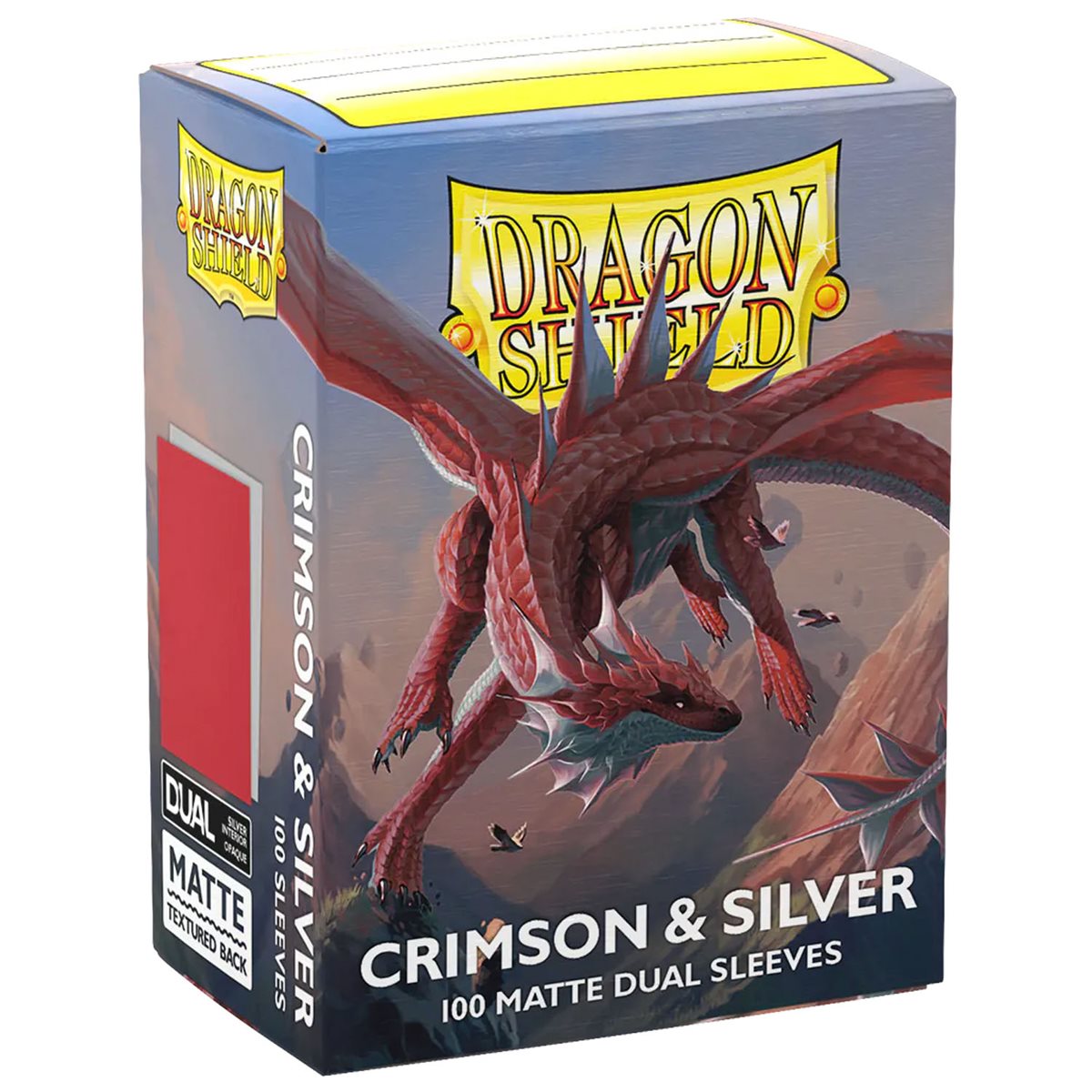 Dragon Shield - Dual Matte Sleeves -  Crimson & Silver 100ct