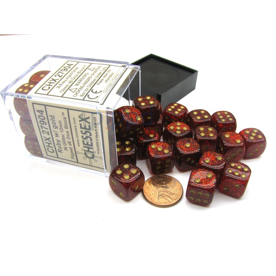Chessex - Glitter - 36D6 Dice Block - 12mm