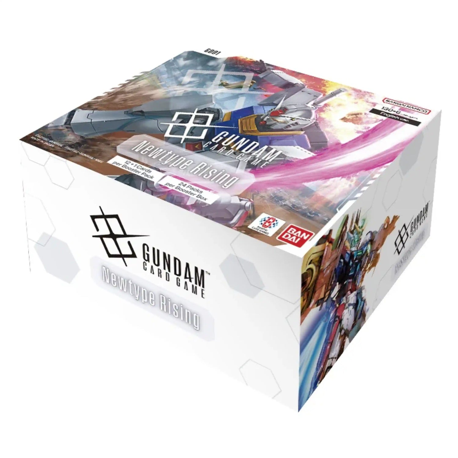 Gundam Card Game Newtype Rising Booster Box packaging, featuring the classic RX-78-2 Gundam mecha robot artwork.