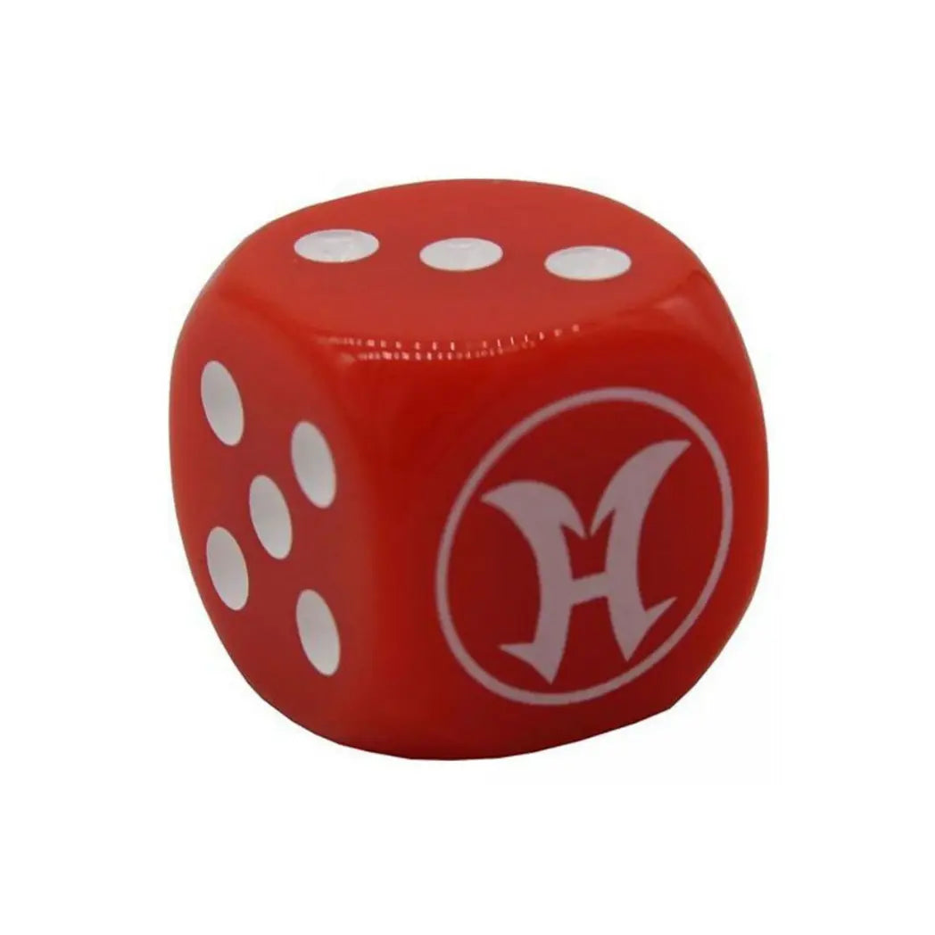 Rede six-sided dice featuring a white “Hero Signal” emblem from Legendary Duelists: Season 3, with white pips on a clean white background