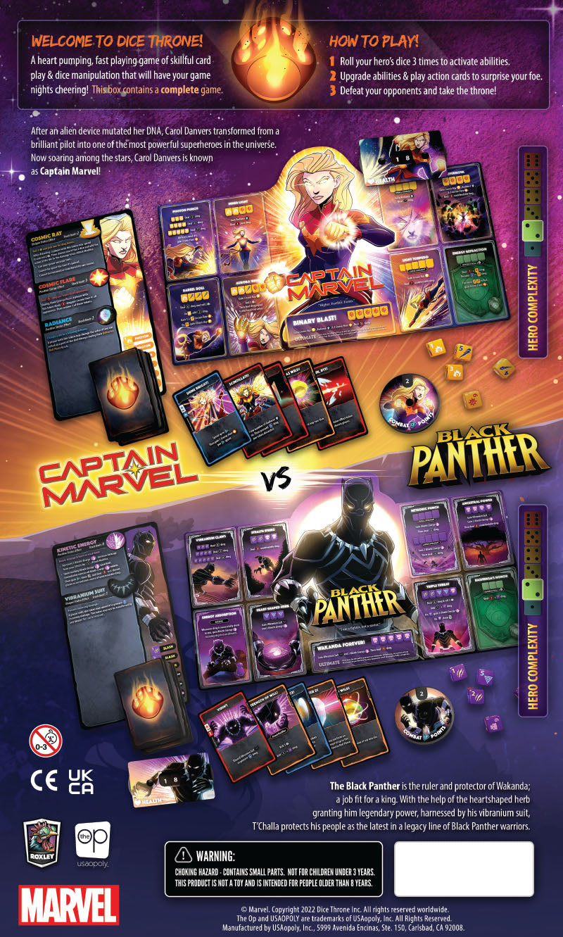 Dice Throne: Marvel 2-Hero Box - Captain Marvel/Black Panther - USAOPOLY - Card Brawlers | Quebec | Canada |