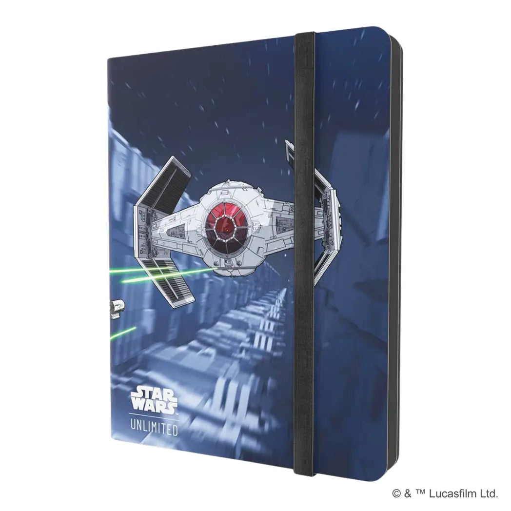 Star Wars: Unlimited 18-pocket album featuring a TIE Advanced in a trench on a blue and black background