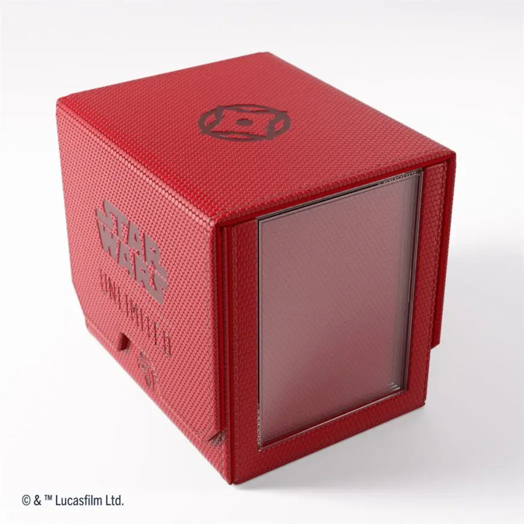 Red Deck Pod featuring a front-facing card display slot and a textured honeycomb finish.