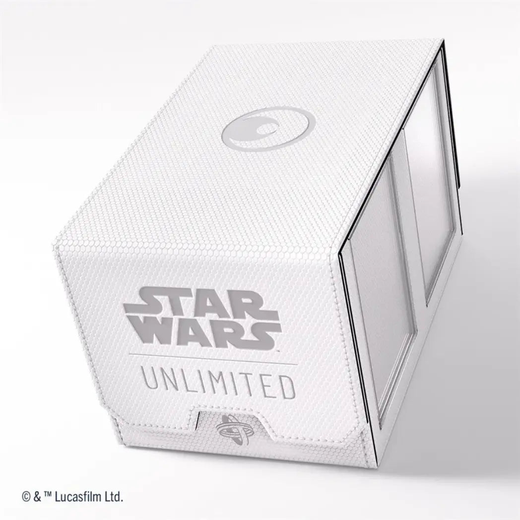 White Double Deck Pod with a textured honeycomb finish and a debossed Star Wars Unlimited logo on the front.