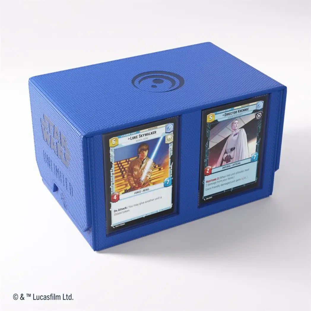 Blue Double Deck Pod featuring Luke Skywalker and Director Krennic leader cards in front-facing display slots.