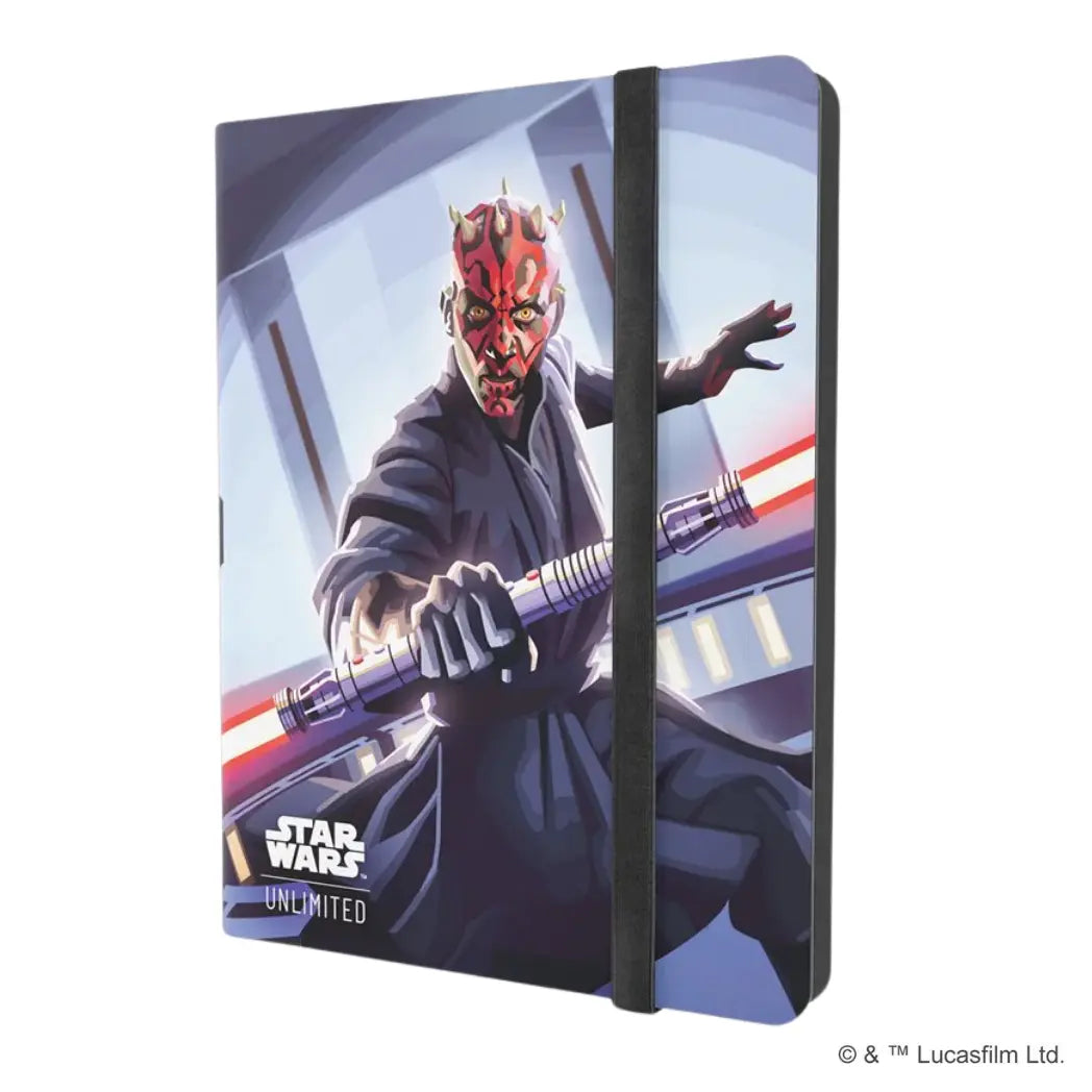 Star Wars: Unlimited 18-pocket album featuring Qui-Gon Jinn and Darth Maul on a red and blue background