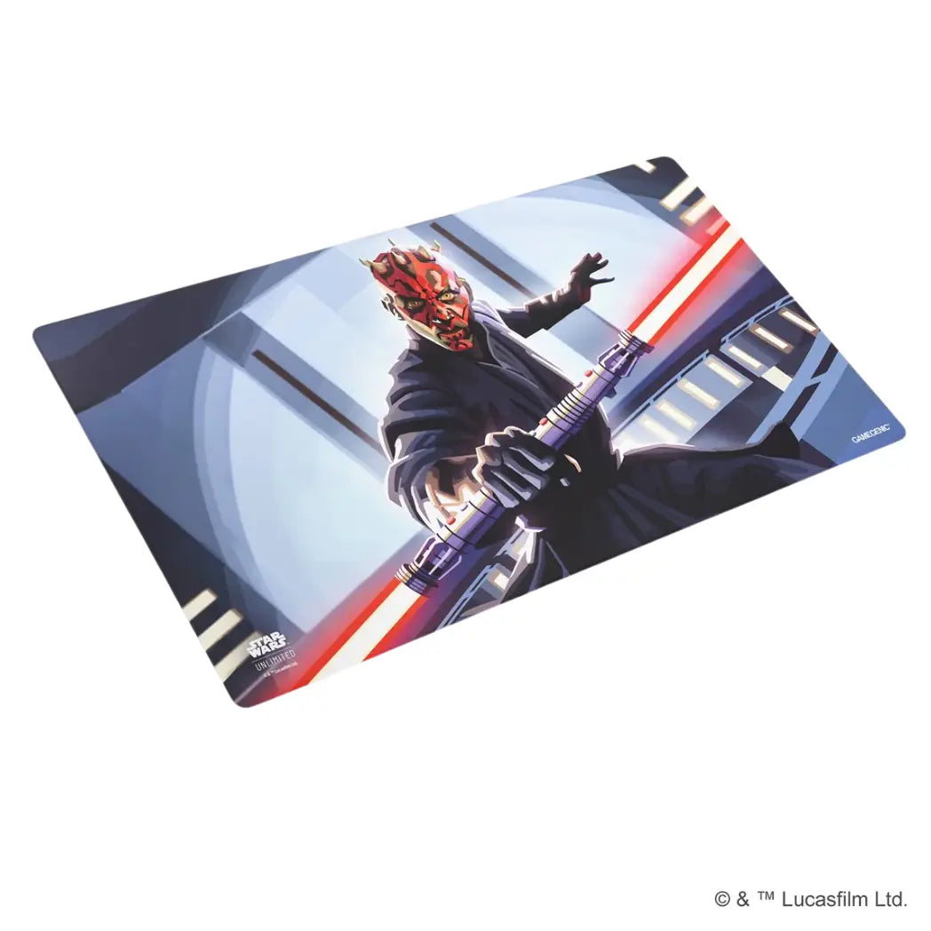 Star Wars: Unlimited - Legends of the Force game mat featuring Darth Maul on a blue and gray background