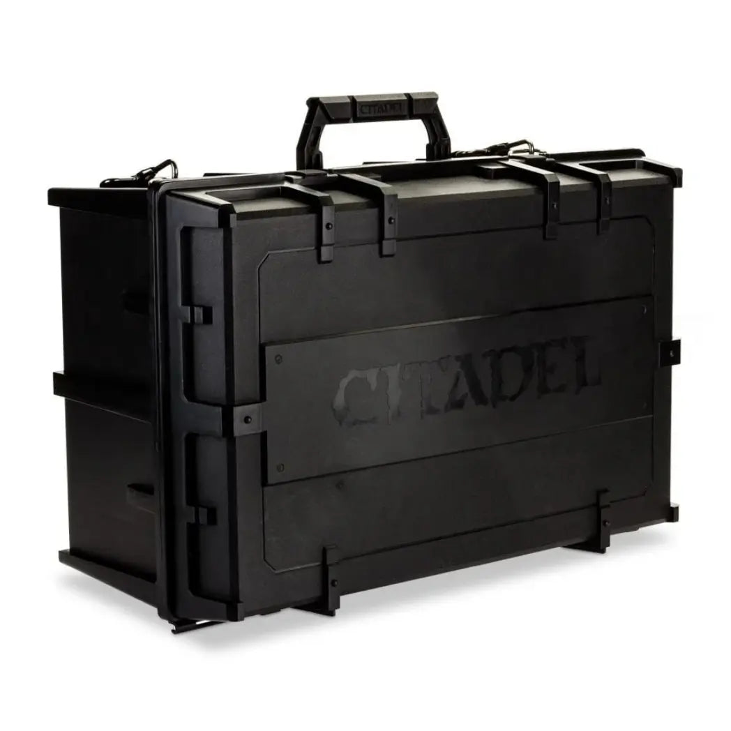Citadel Crusade Figure Case featuring a large, heavy-duty black carrying case with a sturdy handle and Citadel branding.