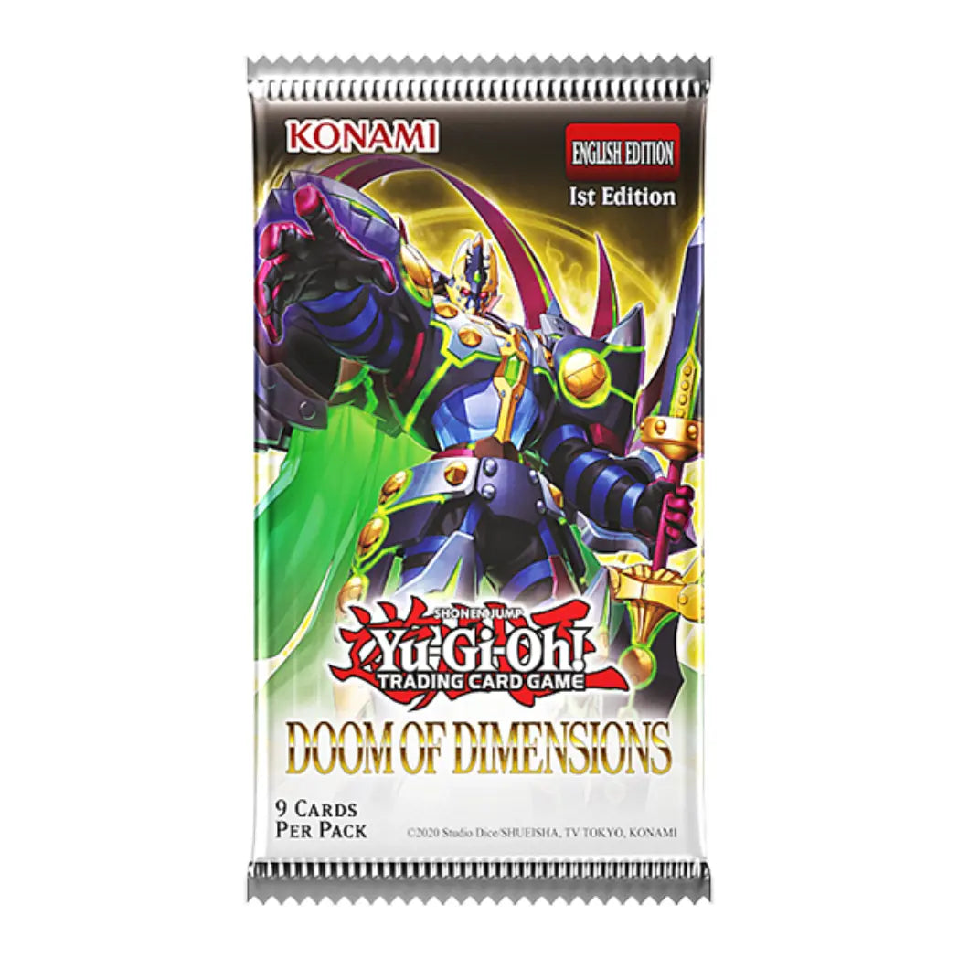 Yu-Gi-Oh! Doom of Dimensions Booster Pack containing 9 cards per pack
