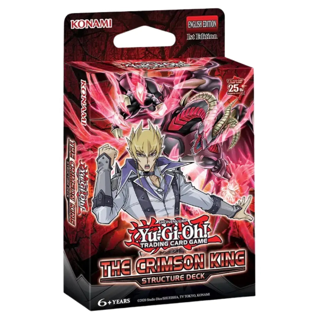 Yu-Gi-Oh! The Crimson King Structure Deck box featuring Jack Atlas and his signature dragon, Red Dragon Archfiend on a black and red background