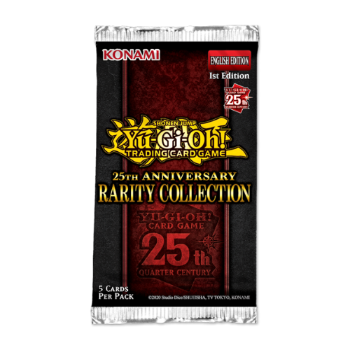 Yu-gi-oh 25th anniversary rarity collection sealed card pack containing 5 cards per pack