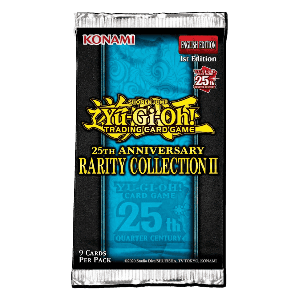 Yu-Gi-Oh TCG rarity collection 2 sealed booster pack, 25th anniversary edition. Includes 9 cards per pack. 
