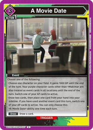 A Movie Date (UE22BT/CSM-1-037) - UE22BT CHAINSAW MAN - Card Brawlers