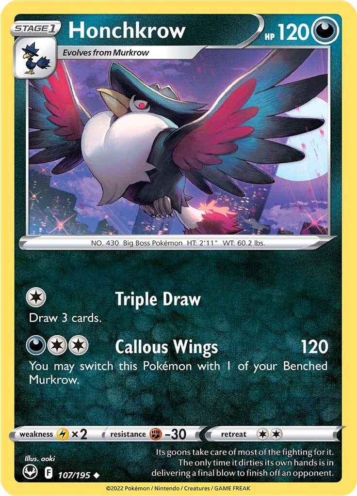 Honchkrow (107/195) [Sword & Shield: Silver Tempest] - Pokémon - Card Brawlers | Quebec | Canada |
