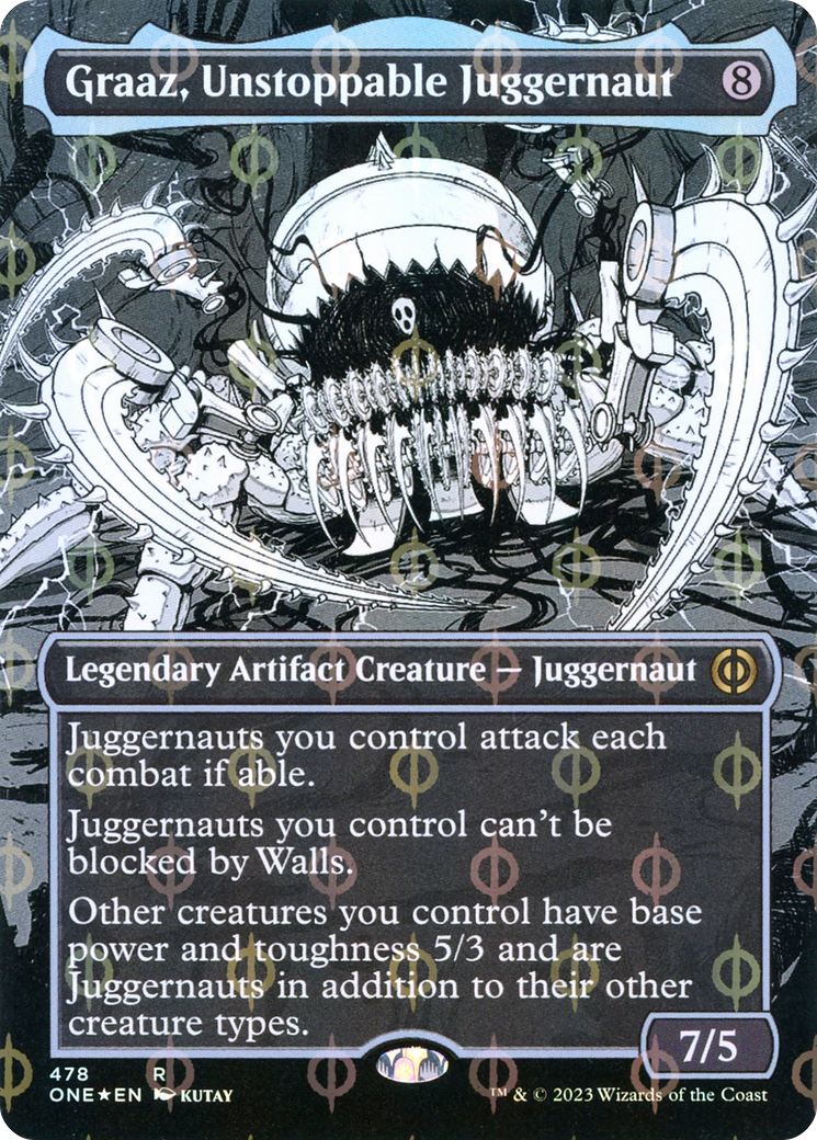 Graaz, Unstoppable Juggernaut (Borderless Manga Step-and-Compleat Foil) [Phyrexia: All Will Be One] - Magic: The Gathering - Card Brawlers | Quebec | Canada |