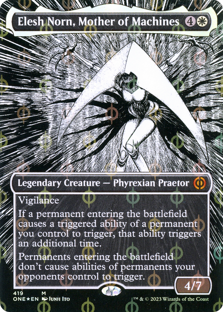 Elesh Norn, Mother of Machines (Borderless Manga Step-and-Compleat Foil) [Phyrexia: All Will Be One] - Magic: The Gathering - Card Brawlers | Quebec | Canada |