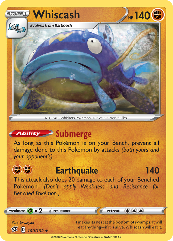 Whiscash (100/192) [Sword & Shield: Rebel Clash] - Pokémon - Card Brawlers | Quebec | Canada |