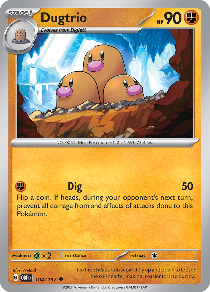 Dugtrio (104/197) [Scarlet & Violet: Obsidian Flames] - Pokémon - Card Brawlers | Quebec | Canada |