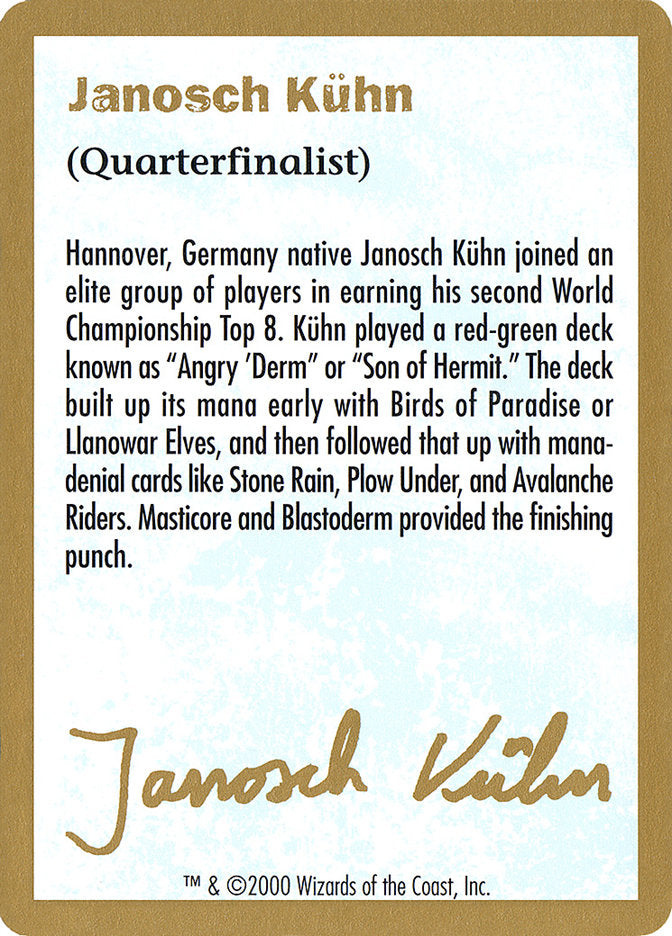 Janosch Kuhn Bio (2000) [World Championship Decks 2000] - Magic: The Gathering - Card Brawlers | Quebec | Canada |