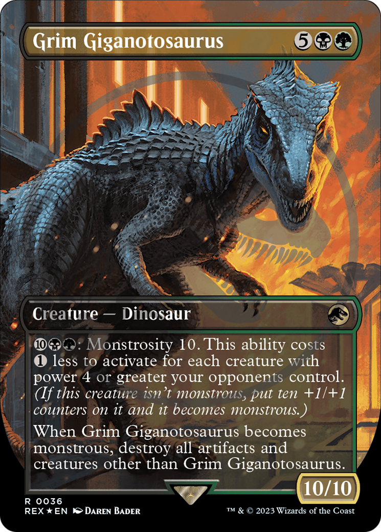 Grim Giganotosaurus (Emblem) (Borderless) [Jurassic World Collection Tokens] - Magic: The Gathering - Card Brawlers | Quebec | Canada |