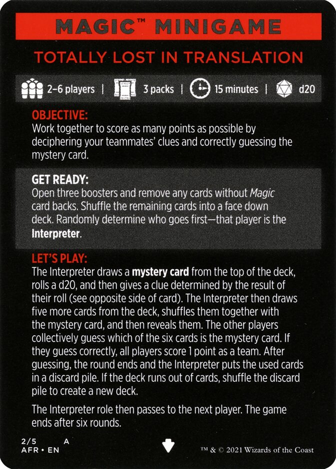 Totally Lost in Translation (Magic Minigame) [Dungeons & Dragons: Adventures in the Forgotten Realms Minigame] - Magic: The Gathering - Card Brawlers | Quebec | Canada |
