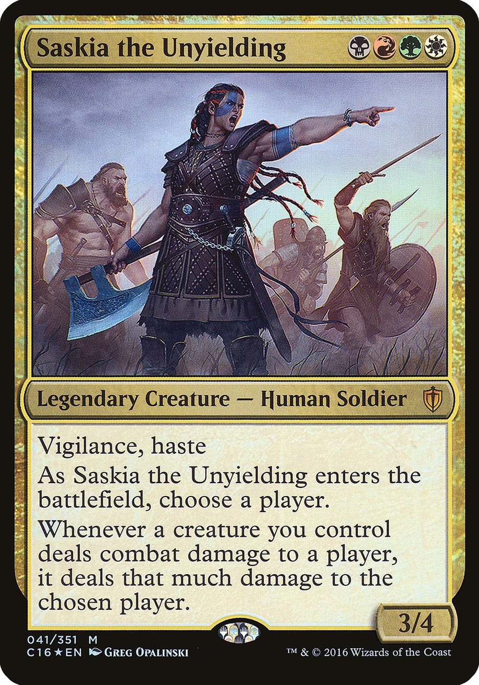 Saskia the Unyielding (Oversized) [Commander 2016 Oversized] - Magic: The Gathering - Card Brawlers | Quebec | Canada |