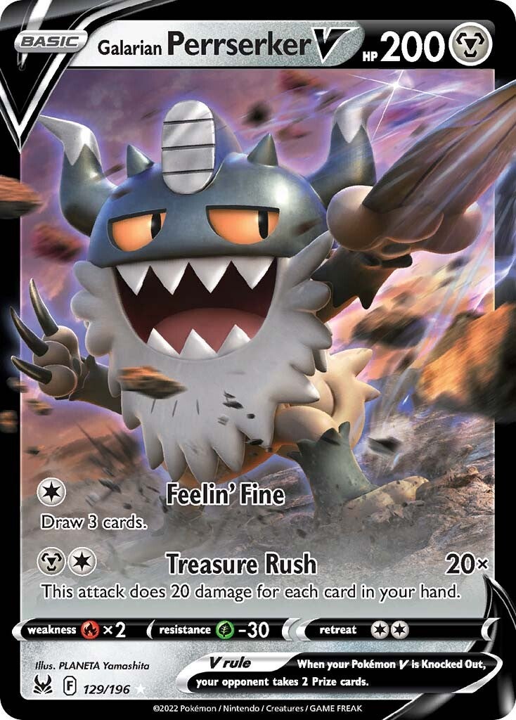 Galarian Perrserker V (129/196) [Sword & Shield: Lost Origin] - Pokémon - Card Brawlers | Quebec | Canada |