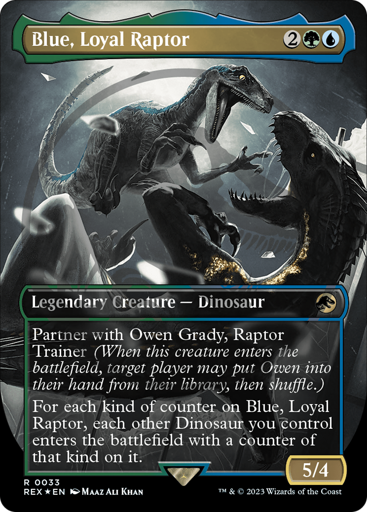 Blue, Loyal Raptor (Emblem) (Borderless) [Jurassic World Collection Tokens] - Magic: The Gathering - Card Brawlers | Quebec | Canada |