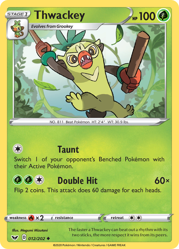 Thwackey (012/202) [Sword & Shield: Base Set] - Pokémon - Card Brawlers | Quebec | Canada |