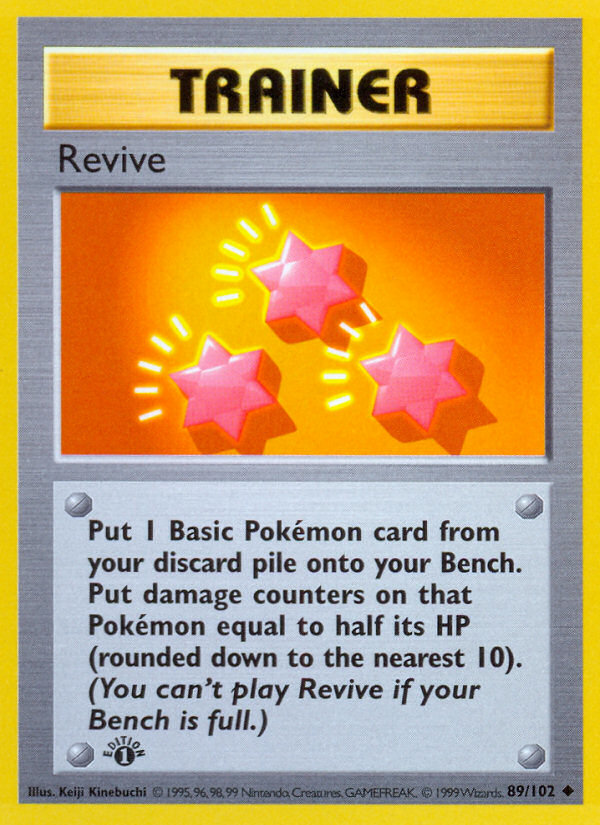 Revive (89/102) (Shadowless) [Base Set 1st Edition] - Pokémon - Card Brawlers | Quebec | Canada |