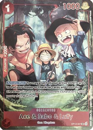 Ace & Sabo & Luffy (English Version 3rd Anniversary Set) (OP13-007) - One Piece Promotion Cards Foil - Card Brawlers