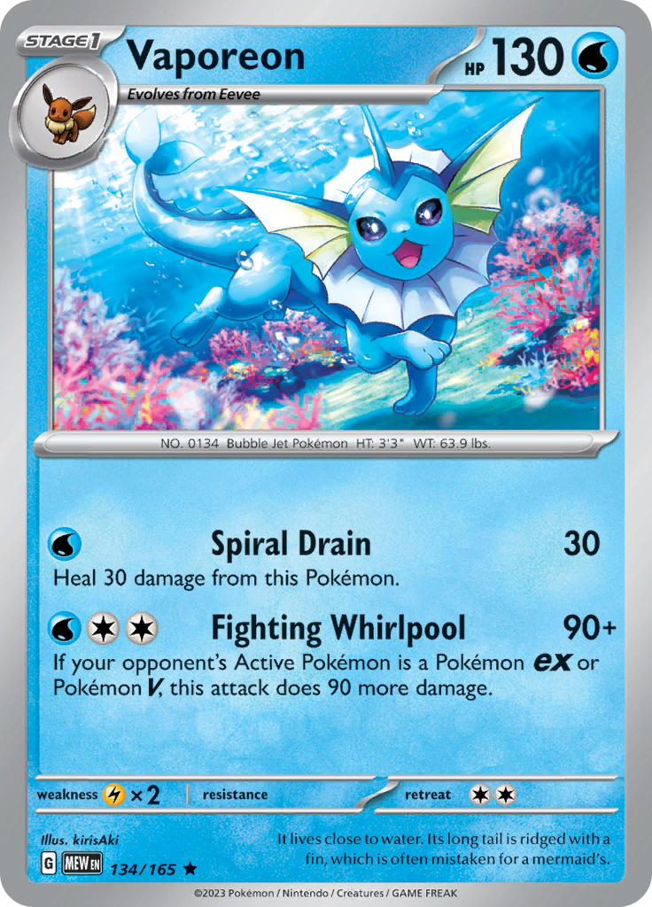 Vaporeon (134/165) [Scarlet & Violet 151] - Pokémon - Card Brawlers | Quebec | Canada |