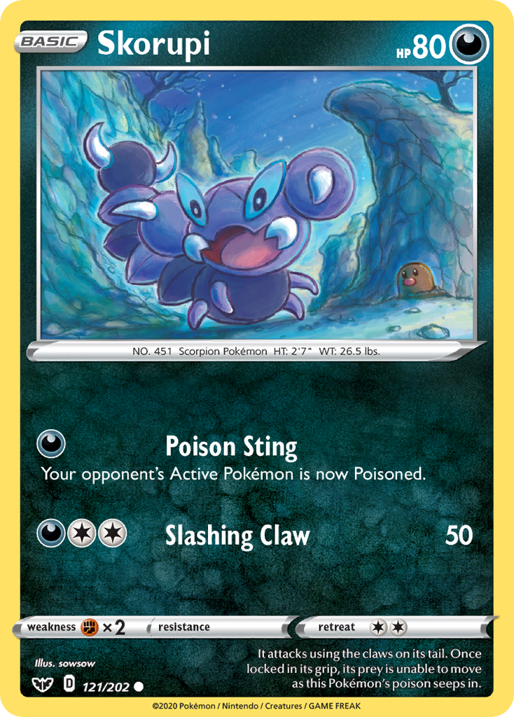 Skorupi (121/202) [Sword & Shield: Base Set] - Pokémon - Card Brawlers | Quebec | Canada |