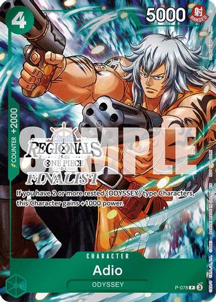 Adio (Online Regional Finalist Card Set 2025 Vol.1) (P-078) - One Piece Promotion Cards Foil - Card Brawlers
