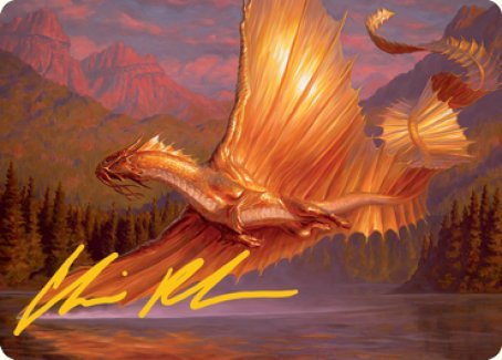 Adult Gold Dragon Art Card (Gold - Stamped Signature) [Dungeons & Dragons: Adventures in the Forgotten Realms Art Series] - Card Brawlers