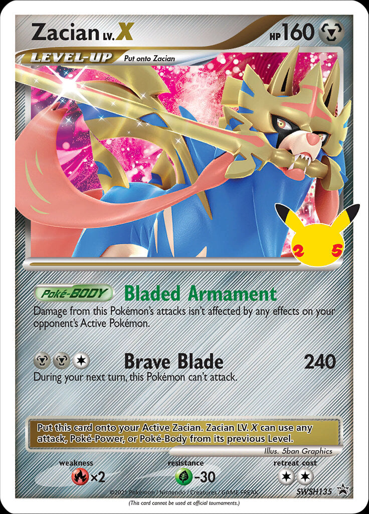 Zacian LV.X (SWSH135) (Celebrations) [Sword & Shield: Black Star Promos] - Pokémon - Card Brawlers | Quebec | Canada |