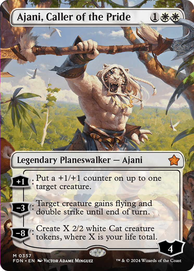 Ajani, Caller of the Pride (Borderless) [Foundations] - Card Brawlers
