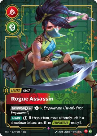 Akali - Rogue Assassin (139/166) - Vendetta Foil - Card Brawlers