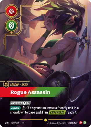Akali - Rogue Assassin (Overnumbered) (189/166) - Vendetta Foil - Card Brawlers